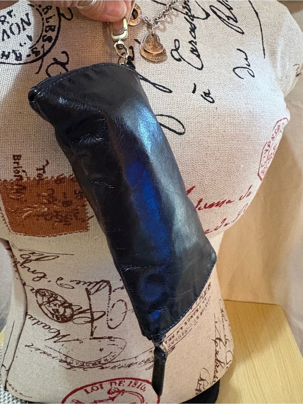 HOBO Black Leather Double sided sunglass case